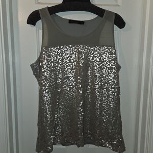 The Limited: Green Sparkle Sequin Tank Top.  Size XL.